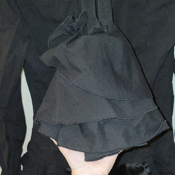 Gothic Ruffled Long Sleeve Blouse with Jabot Collar - Picture 6 of 6